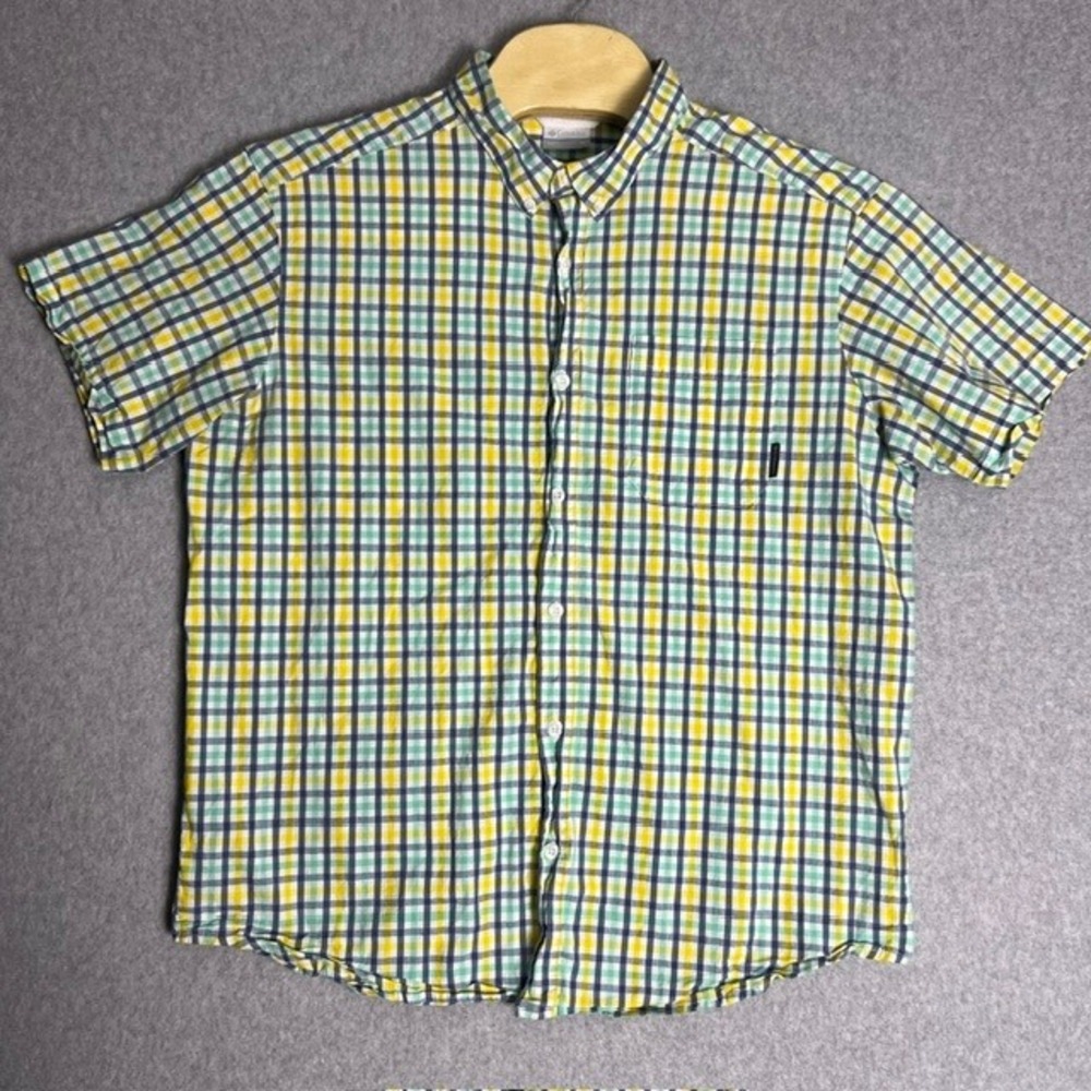Columbia Men's Plaid Short Sleeve Button Down‎ Shirt Casual Size XL
